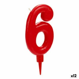 Vela Cumpleaños Número 6 Rojo (12 Unidades)