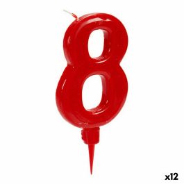 Vela Rojo Cumpleaños Número 8 (12 Unidades)