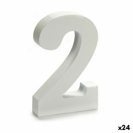 Número 2 Madera Blanco (2 x 16 x 14,5 cm) (24 Unidades)