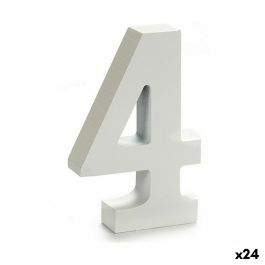 Número 4 Madera Blanco (2 x 16 x 14,5 cm) (24 Unidades)