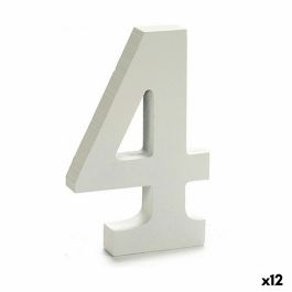 Número 4 Madera Blanco (1,8 x 21 x 17 cm) (12 Unidades)