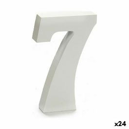 Número 7 Madera Blanco (2 x 16 x 14,5 cm) (24 Unidades)