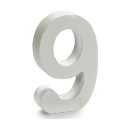 Número 9 Madera Blanco (2 x 16 x 14,5 cm) (24 Unidades)