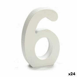 Número 6 Madera Blanco (2 x 16 x 14,5 cm) (24 Unidades)
