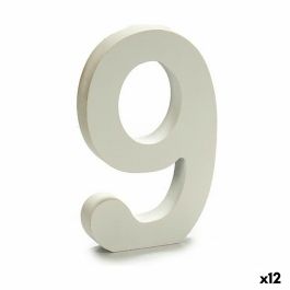 Número 9 Madera Blanco (1,8 x 21 x 17 cm) (12 Unidades)