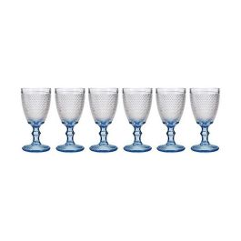 Copa Transparente Puntos Azul Vidrio 240 ml (6 Unidades)