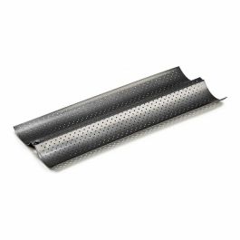 Molde para Baguettes Gris oscuro Metal Acero al carbono 16 x 2,5 x 38 cm Pan (12 Unidades)