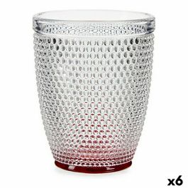 Vaso Rojo Puntos Transparente Vidrio 300 ml (6 Unidades)