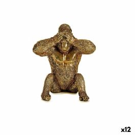 Figura Decorativa Gorila Dorado Resina (9 x 18 x 17 cm)