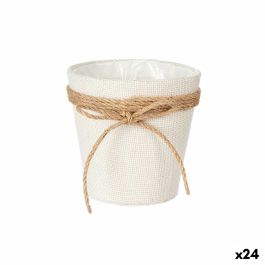 Macetero Ibergarden WY18-71 Blanco Marrón Tela Cuerda Plástico Lazo 14 x 12,5 x 14 cm 14 x 14 x 14 cm (24 Unidades)