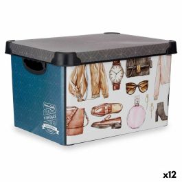 Caja de Almacenaje Vintage Con asas Plástico Vintage 22 L (30 x 23,5 x 40 cm) (12 Unidades)