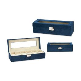 Caja para Relojes Azul Metal (30,5 x 8,5 x 11,5 cm) (6 Unidades)