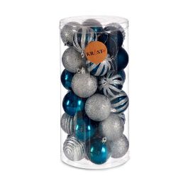 Set de Bolas de Navidad Azul Plateado Plástico Ø 6 cm (6 Unidades)