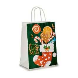 Bolsa de Papel Calcetín de Navidad Verde (12 Unidades)