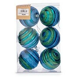 Set de Bolas de Navidad Ø 8 cm Azul Verde PVC (12 Unidades)