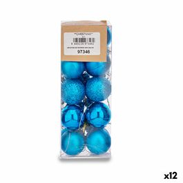 Set de Bolas de Navidad Ø 3 cm Azul Plástico (12 Unidades)