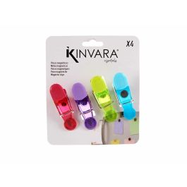 Pinzas Cierrabolsas Kinvara CH14812 Multicolor Caucho Plástico Magnético 4 Piezas (12 Unidades)