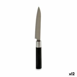 Cuchillo de Cocina 2,7 x 24,3 x 1,8 cm Plateado Negro Acero Inoxidable Plástico (12 Unidades)