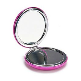 Espejo de Bolsillo Metalizado Azul Rosa Plateado Cristal Plástico 8 x 2,4 x 8 cm (12 Unidades)