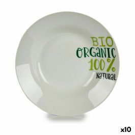 Plato Hondo Organic Blanco Verde Ø 20,6 cm Porcelana (10 Unidades)