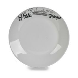 Plato Llano Ø 24,4 cm Negro Blanco Porcelana Pasta (10 Unidades)