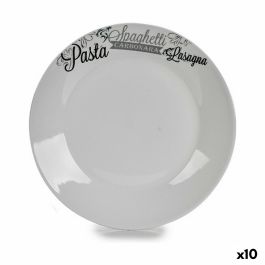 Plato Llano Ø 24,4 cm Negro Blanco Porcelana Pasta (10 Unidades)