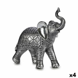 Figura Decorativa Elefante Plateado 27,5 x 27 x 11 cm (4 Unidades)