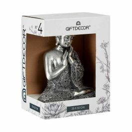 Figura Decorativa Buda Sentado Plateado 22 x 33 x 18 cm (4 Unidades)