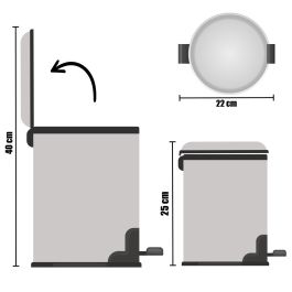 Papelera con Pedal Plateado Acero Inoxidable Plástico 3 L (6 Unidades)