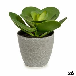 Planta Decorativa 18 x 18,5 x 18 cm Gris Verde Plástico (6 Unidades)
