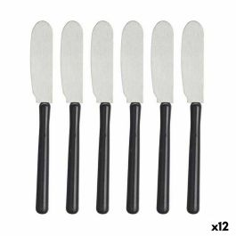 Set Cuchillo de Untar Plateado Negro Acero Inoxidable Plástico (12 Unidades)