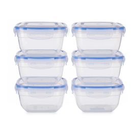 Set de Fiambreras Hermético Azul Transparente Plástico 900 ml 14,5 x 8,5 x 14,5 cm (8 Unidades)