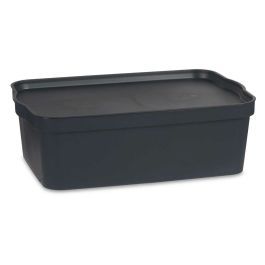 Caja de Almacenaje con Tapa Antracita Plástico 14 L 29,5 x 14,3 x 45 cm (12 Unidades)