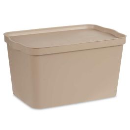 Caja de Almacenaje con Tapa Beige Plástico 24 L 29,3 x 24,5 x 45 cm (6 Unidades)