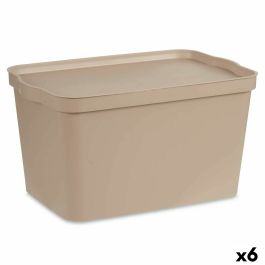 Caja de Almacenaje con Tapa Beige Plástico 24 L 29,3 x 24,5 x 45 cm (6 Unidades)