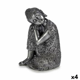 Figura Decorativa Buda Sentado Plateado 20 x 30 x 20 cm (4 Unidades)