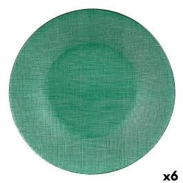 Plato Llano Verde Vidrio 27,5 x 2 x 27,5 cm (6 Unidades)