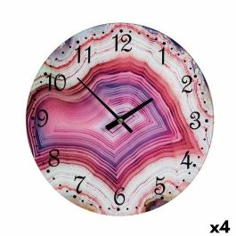 Reloj de Pared Mármol Rosa Cristal 30 x 4 x 30 cm (4 Unidades)