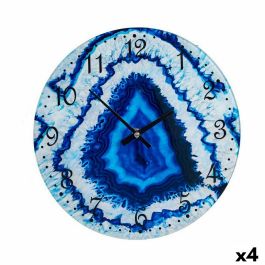 Reloj de Pared Mármol Azul Cristal 30 x 4 x 30 cm (4 Unidades)