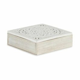 Caja Decorativa Blanco Madera 22 x 7,5 x 22 cm (4 Unidades)