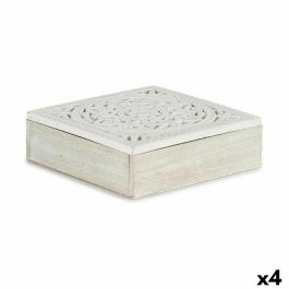 Caja Decorativa Blanco Madera 22 x 7,5 x 22 cm (4 Unidades)