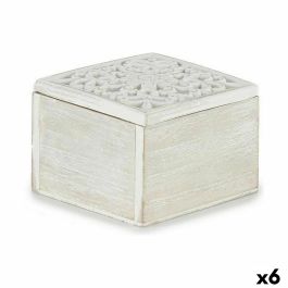 Caja Decorativa Blanco Madera 11,5 x 8 x 11,5 cm (6 Unidades)