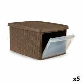 Caja de Almacenaje con Tapa Stefanplast Elegance Lateral Beige Plástico 29 x 21 x 39 cm (5 Unidades)