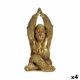 Figura Decorativa Yoga Gorila Dorado 17 x 36 x 19,5 cm (4 Unidades)