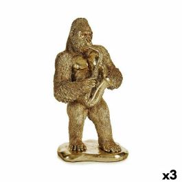Figura Decorativa Gorila Saxofón Dorado 18,5 x 38,8 x 22 cm (3 Unidades)