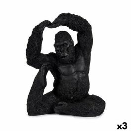 Figura Decorativa Yoga Gorila Negro 15,2 x 31,5 x 26,5 cm (3 Unidades)