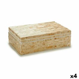 Caja Decorativa Blanco Beige Nácar Aglomerado 15 x 7,2 x 25,2 cm (4 Unidades)