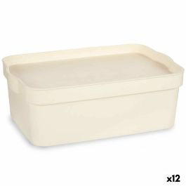 Caja de Almacenaje con Tapa Crema Plástico 6 L 21,5 x 11 x 31,5 cm (12 Unidades)