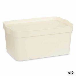 Caja de Almacenaje con Tapa Crema Plástico 7,5 L 21,5 x 14,5 x 32 cm (12 Unidades)