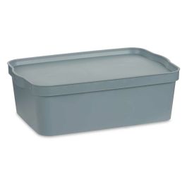 Caja de Almacenaje con Tapa Gris Plástico 14 L 29,5 x 14,3 x 45 cm (12 Unidades)